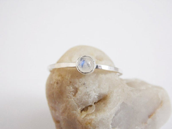 Rainbow Moonstone Ring in Sterling Silver