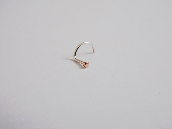 Nose Screw Rose Gold and Sterling Silver
