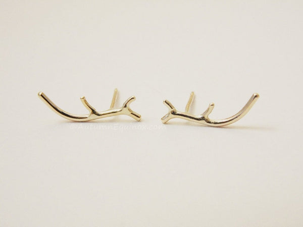 Small 14k Gold Filled Antler Earrings Stud Earrings