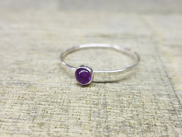 Amethyst Ring Sterling Silver Stacking Ring