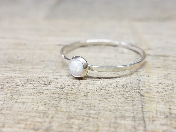 Opal Ring Sterling Silver Stacking Ring
