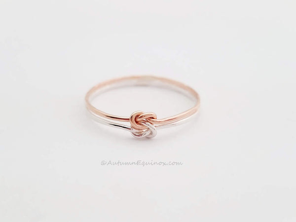 Double Love Knot Ring Sterling Silver Rose Gold Filled