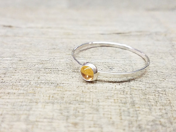 Citrine Ring Sterling Silver Stacking Ring