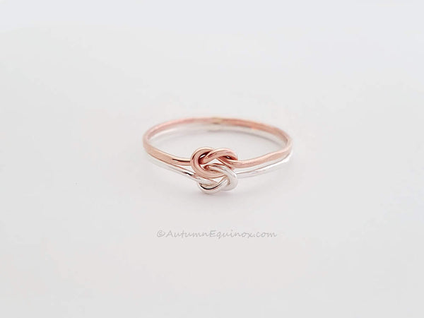 Chunky Double Knot Ring Sterling Silver Rose Gold Filled