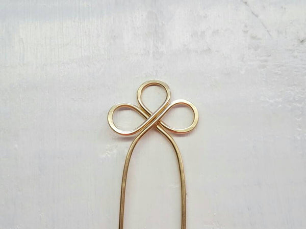 Celtic Knot Hair Pin, 3 Leaf Clover, Triquetra, Hair Accessories, Gold Hair Pin, Gold Hair Fork, Triquetra Hair Fork, Handmade Hair Pin