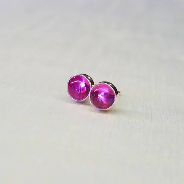 Ruby Stud Earrings Sterling Silver Birthstone Earrings