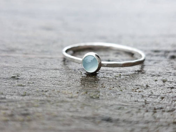 Aquamarine Stacking Ring in Sterling Silver March Birthstone Ring Mothers Ring