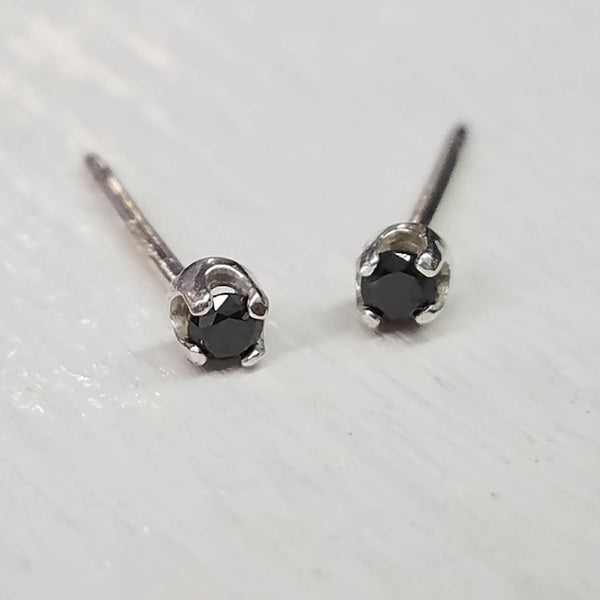 Black Diamond Stud Earrings in Sterling Silver