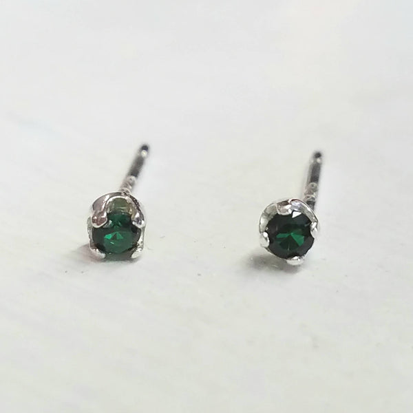 Emerald Stud Earrings in Sterling Silver