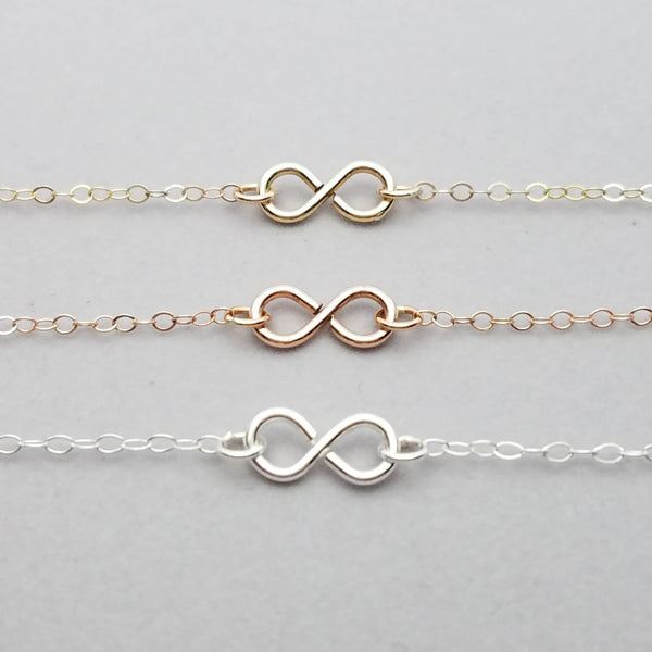 Infinity Necklace in Sterling Rose and Yellow Gold