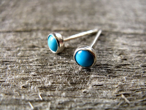 Turquoise Stud Earrings Stering Silver