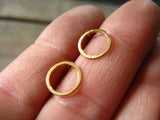 Small hoop stud earrings in 14 karat gold fill
