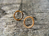 Small hoop stud earrings in 14 karat gold fill