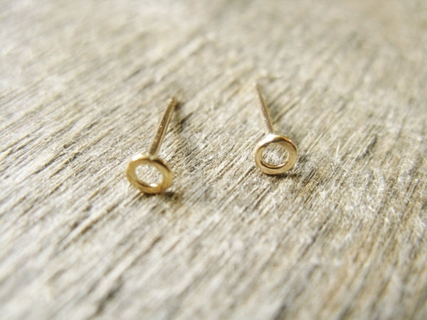 Tiny Post Hoop Earrings in 14k Gold Fill 3mm