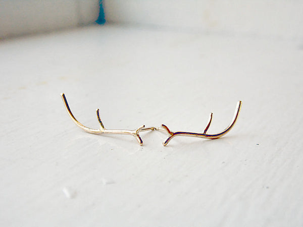 Antler Stud Earrings in 14k Gold Fill