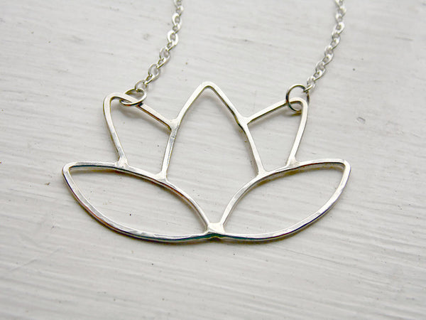 Lotus Flower Necklace in Sterling Silver