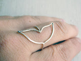 Whale Tail Ring Mustache Ring Butterfly Wing Ring