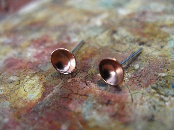 Copper Cup Earrings Copper Dome Earrings