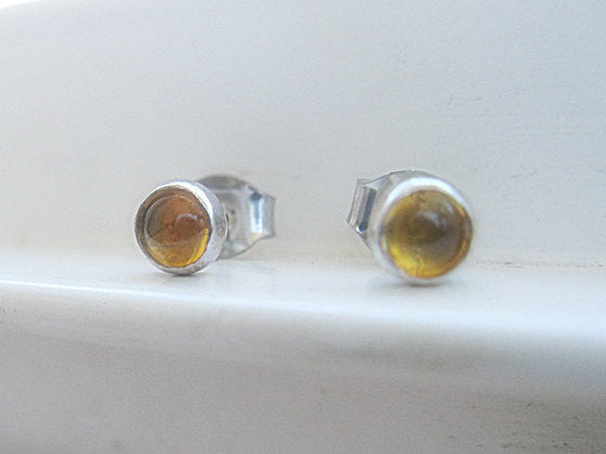 Citrine Stud Earrings in Sterling Silver