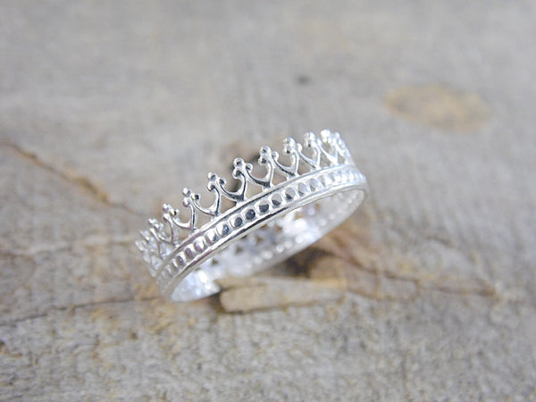 Crown Ring Sterling Silver Princess Ring