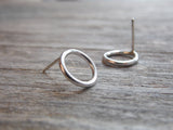 Circle Stud Earrings Sterling Silver