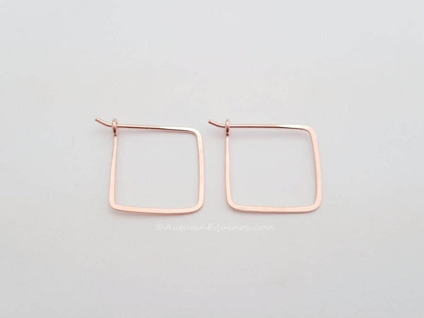 Square Hoop Earrings 14k Rose Gold Filled