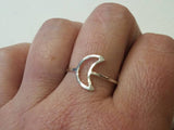 Silver Moon Ring Crescent Moon Stacking Ring Sterling Silver