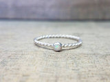 Opal Twist Ring Sterling Silver Stacking Ring