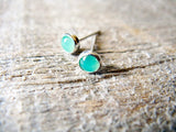 Green Chrysoprase Stud Earrings Sterling Silver