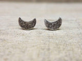 Crescent Moon Stud Earrings Sterling Silver