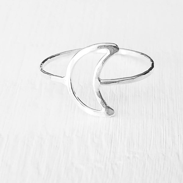 Silver Moon Ring Crescent Moon Stacking Ring Sterling Silver