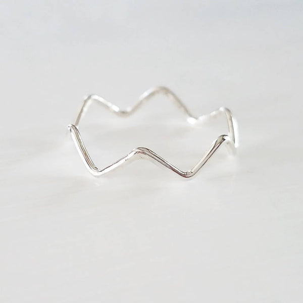 Sterling Silver Wave Ring Zig Zag Ring