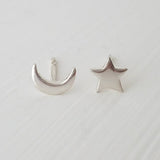 Moon and Star Stud Earrings