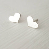 Heart Stud Earrings in Sterling Silver