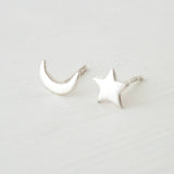 Moon and Star Stud Earrings