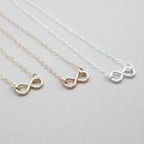 Infinity Necklace in Sterling Rose and Yellow Gold