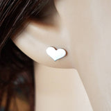 Heart Stud Earrings in Sterling Silver