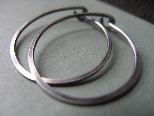 Hammered Hoop Earrings Sterling Silver