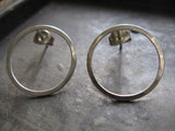 Sterling Silver Hoop Stud Earrings 15mm