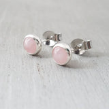 Rose Quartz Stud Earrings in Sterling Silver