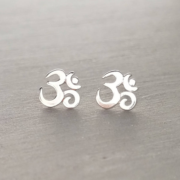 Om Stud Earrings Sterling Silver