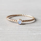 Gold Rainbow Moonstone Twist Ring