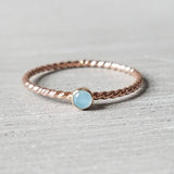 Rose Gold Aquamarine Twist Ring