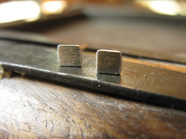 Tiny Square Stud Earrings Sterling Silver