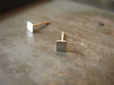 Tiny Square Stud Earrings Sterling Silver