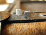 Tiny Square Stud Earrings Sterling Silver