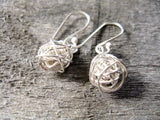 Sterling silver yarn ball earrings
