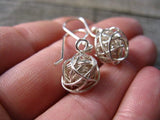 Sterling silver yarn ball earrings