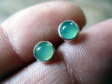 Green Chrysoprase Stud Earrings Sterling Silver