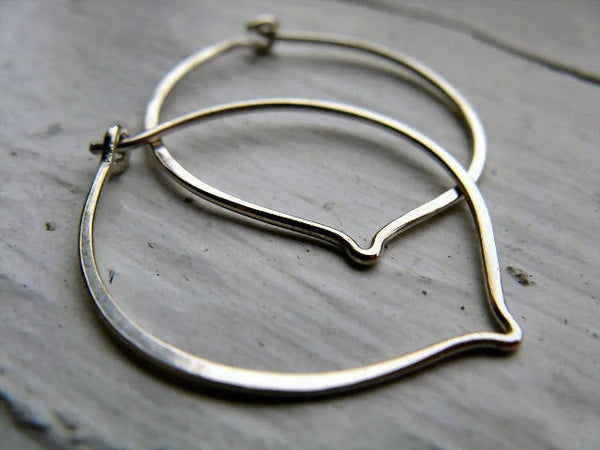 Small leaf hoops in sterling silver